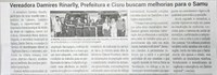 Vereadora Damires Rinarlly, Prefeitura e Cisru buscam melhorias para o Samu. Jornal Correio da Cidade, Conselheiro Lafaiete, 17 a 23 jan. 2026, 1811ª ed., Política, p. 4.
