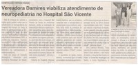 Vereadora Damires viabiliza atendimento de neuropediatria no Hospital São Vicente. Jornal Correio da Cidade, Conselheiro Lafaiete, 22 a 28 de jun. 2024, 1736ª ed., Política, p. 2.