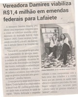Vereadora Damires viabiliza R$1,4 milhão em emendas federais para Lafaiete. Jornal Correio da Cidade, Conselheiro Lafaiete, 04 a 10 de mai. 2024, 1729ª ed., Especial, p. 37.