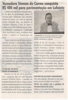Vereadora Simone do Carmo conquista R$ 400 mil para pavimentação em Lafaiete. Jornal Correio da Cidade, Conselheiro Lafaiete, 13 a 19 set. 2025, 1796ª ed., Política, p. 2.