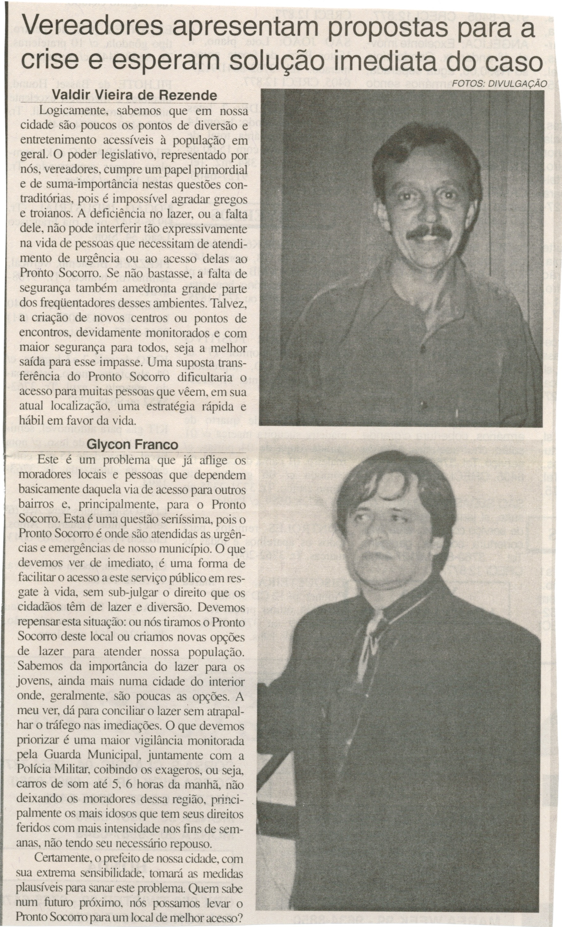 Vereadores apresentam propostas para a crise e esperam solução imediata do caso. Jornal O Dossiê, Conselheiro Lafaiete, 21 fev. 2006, ed. 111, p.6.