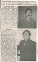 Vereadores apresentam propostas para a crise e esperam solução imediata do caso. Jornal O Dossiê, Conselheiro Lafaiete, 21 fev. 2006, ed. 111, p.6.