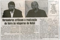 Vereadores criticam a realização de feira às vésperas do Natal. Jornal Correio da Cidade, Conselheiro Lafaiete, 10 a 16 dez. 2016, 1347ª ed., Caderno Política, p. 6.