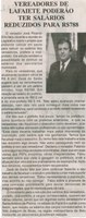 Vereadores de Lafaiete poderão ter salários reduzidos para R$ 788. Jornal Gazeta, Conselheiro Lafaiete, 21 ago. 2015, p. 05.