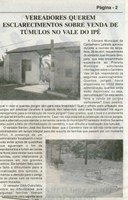  Vereadores querem esclarecimentos sobre venda de túmulos no Vale do Ipê. Jornal Nova Gazeta, 838ª ed., 02 mai. 2015, p. 2.