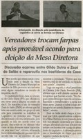 Vereadores trocam farpas após provável acordo para eleição da Mesa Diretora. Jornal Correio da Cidade, Conselheiro Lafaiete, 19 set. 2015, 1283ª ed. , p. 6.