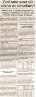 Você sabe como são eleitos os vereadores: saiba o que é "sistema proporcional" e porque os candidatos com poucos votos também podem chegar à Câmara. Jornal Correio da Cidade, Conselheiro Lafaiete, 29 set. 2012, p. 06.