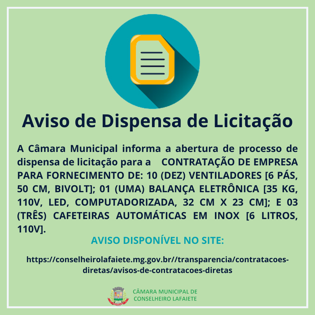 AVISO DE DISPENSA DE LICITAÇÃO