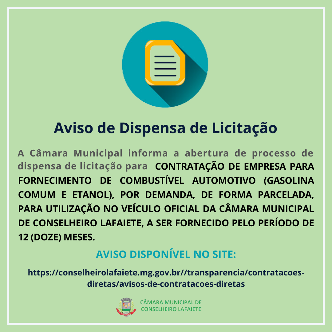AVISO DE DISPENSA DE LICITAÇÃO
