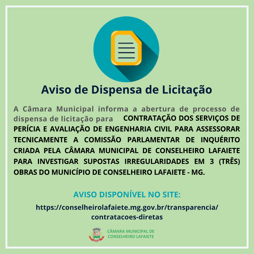 AVISO DE DISPENSA DE LICITAÇÃO