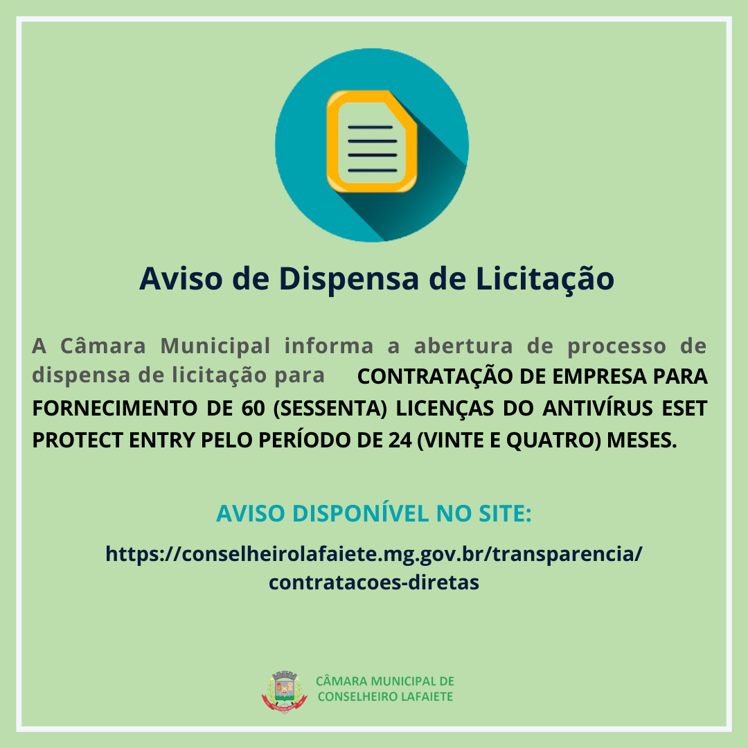 AVISO DE DISPENSA DE LICITAÇÃO
