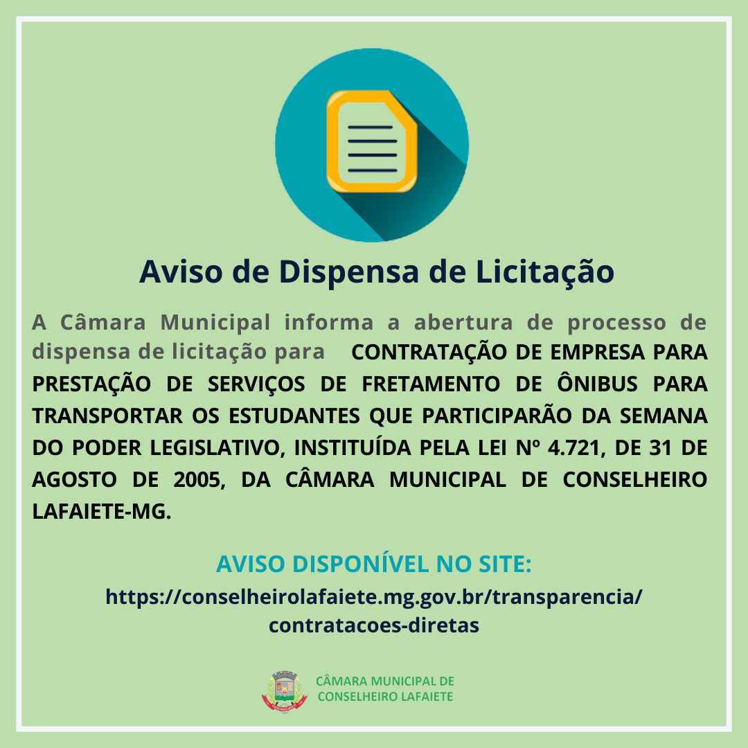 AVISO DE DISPENSA DE LICITAÇÃO