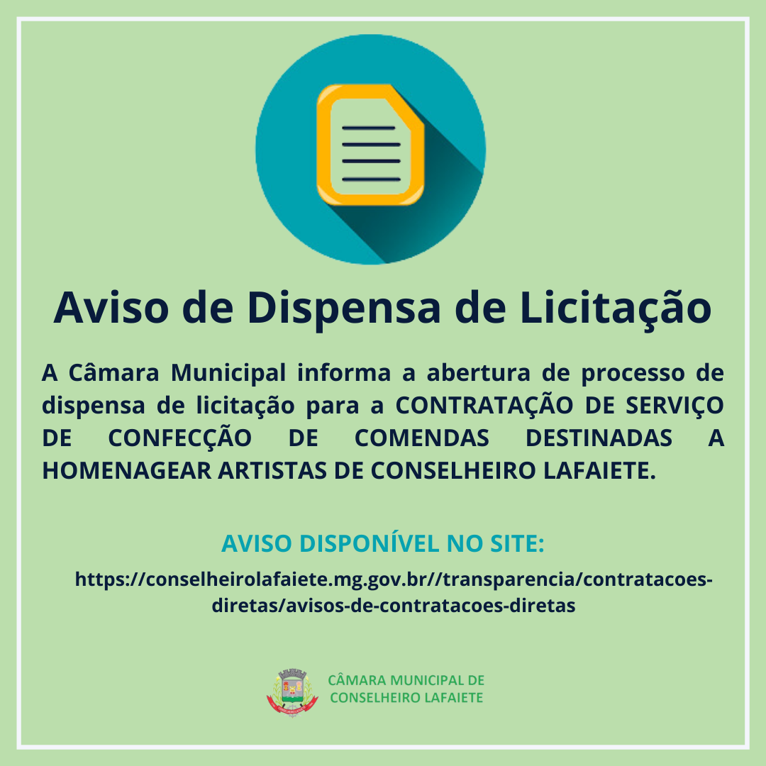 AVISO DE DISPENSA DE LICITAÇÃO