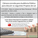 CÂMARA CONVIDA PARA AUDIÊNCIA PÚBLICA CÂMARA CONVIDA PARA AUDIÊNCIA PÚBLICA