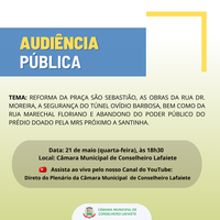 CÂMARA CONVIDA PARA AUDIÊNCIA PÚBLICA