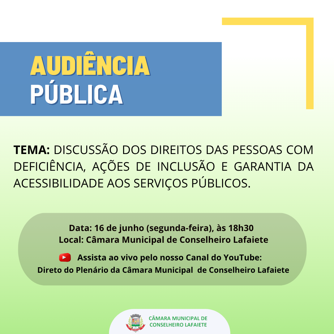 CÂMARA CONVIDA PARA AUDIÊNCIA PÚBLICA