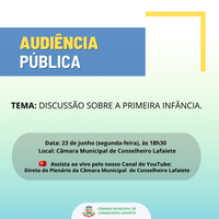 CÂMARA CONVIDA PARA AUDIÊNCIA PÚBLICA