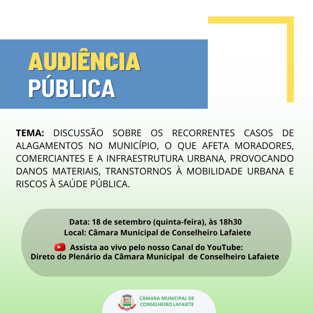 CÂMARA CONVIDA PARA AUDIÊNCIA PÚBLICA