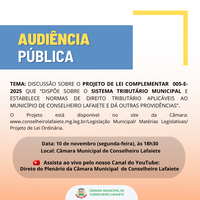 CÂMARA CONVIDA PARA AUDIÊNCIA PÚBLICA