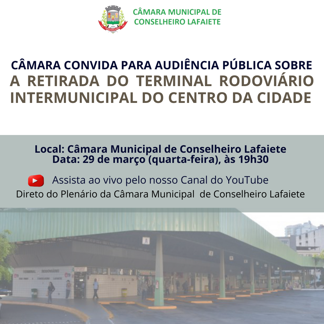 CÂMARA CONVIDA PARA AUDIÊNCIA PÚBLICA