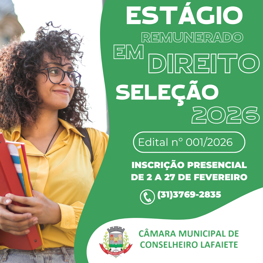 CÂMARA DIVULGA EDITAL DE SELEÇÃO DE ESTAGIÁRIOS PARA 2026