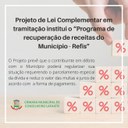 PROJETO DE LEI COMPLEMENTAR EM TRAMITAÇÃO INSTITUI O “PROGRAMA DE RECUPERAÇÃO FISCAL DO MUNICÍPIO – REFIS PROJETO DE LEI COMPLEMENTAR EM TRAMITAÇÃO INSTITUI O “PROGRAMA DE RECUPERAÇÃO FISCAL DO MUNICÍPIO – REFIS